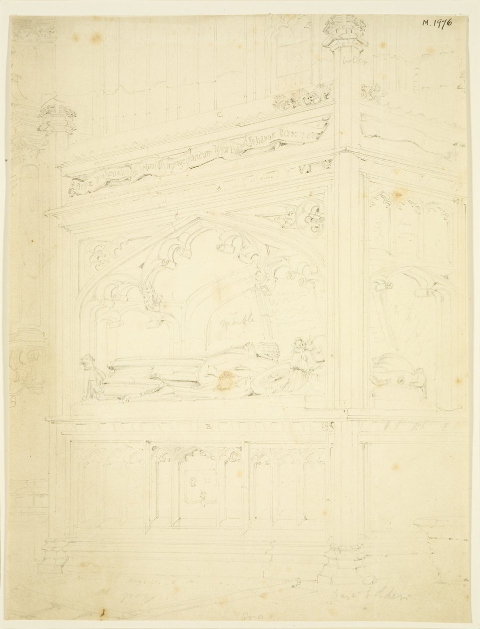 William Canynges emlékműve a St Mary Redcliffe-ben (ceruza és akvarell papíron) alkotó: John Carter