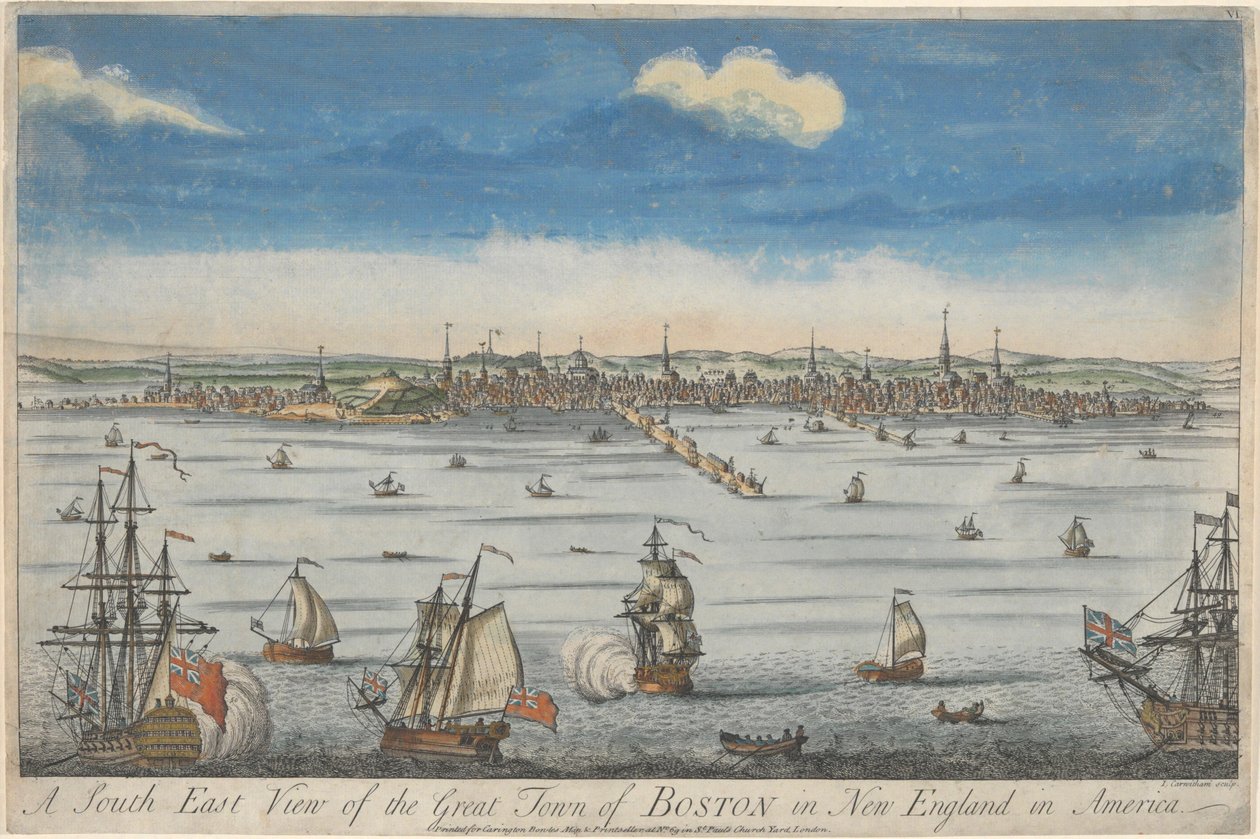 Délkeleti kilátás Boston nagyvárosára, New Englandben alkotó: John Carwitham