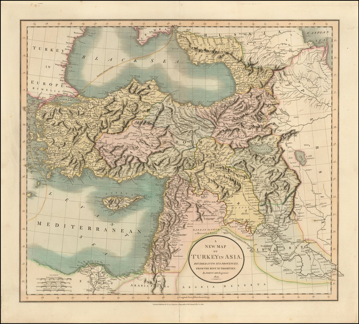 John Cary 1801-ben készített térképe Törökországról Ázsiában alkotó: John Cary