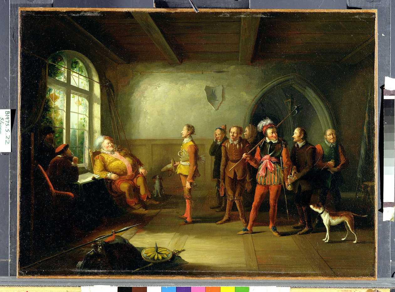 Falstaff és az újoncok, a „Henry IV, Part II” III, ii, 1818 körül alkotó: John Cawse