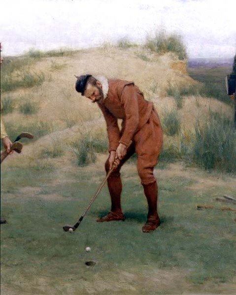 A prédikációk idején, részlet a golfozóról, 1896 alkotó: John Charles Dollman