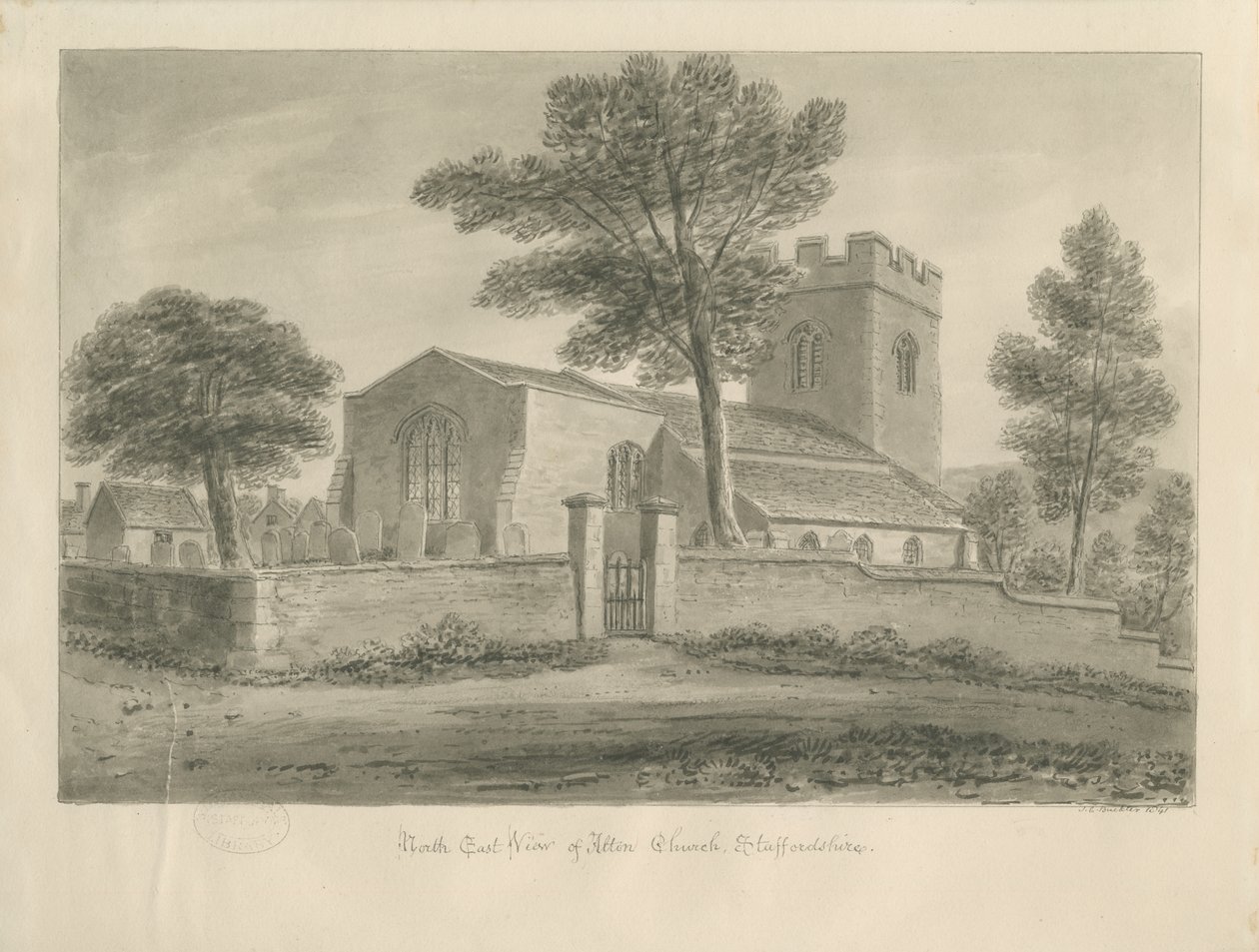 Alton templom: szépia rajz, 1841 alkotó: John Chessell Buckler