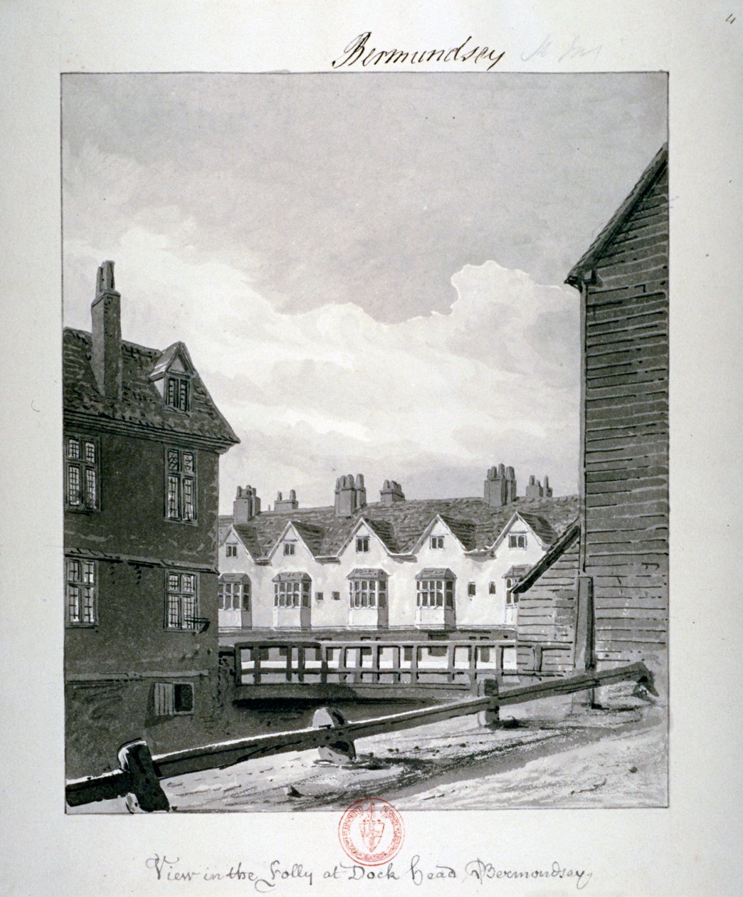 Dockhead Folly, Bermondsey, London, 1820 alkotó: John Chessell Buckler