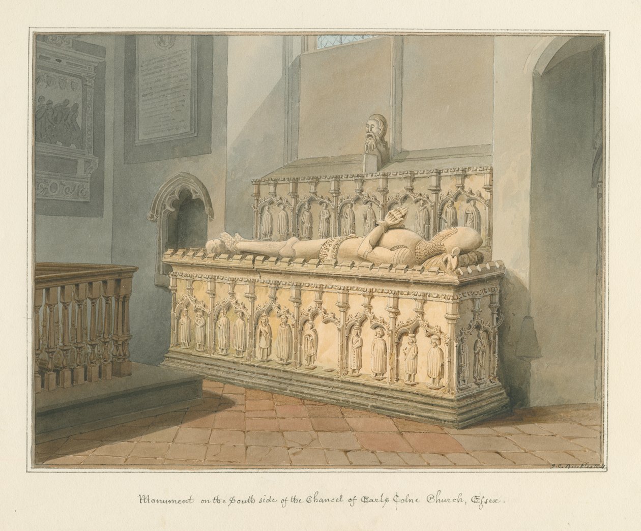 Essex – Earls Colne templom – emlékmű, 1824 alkotó: John Chessell Buckler