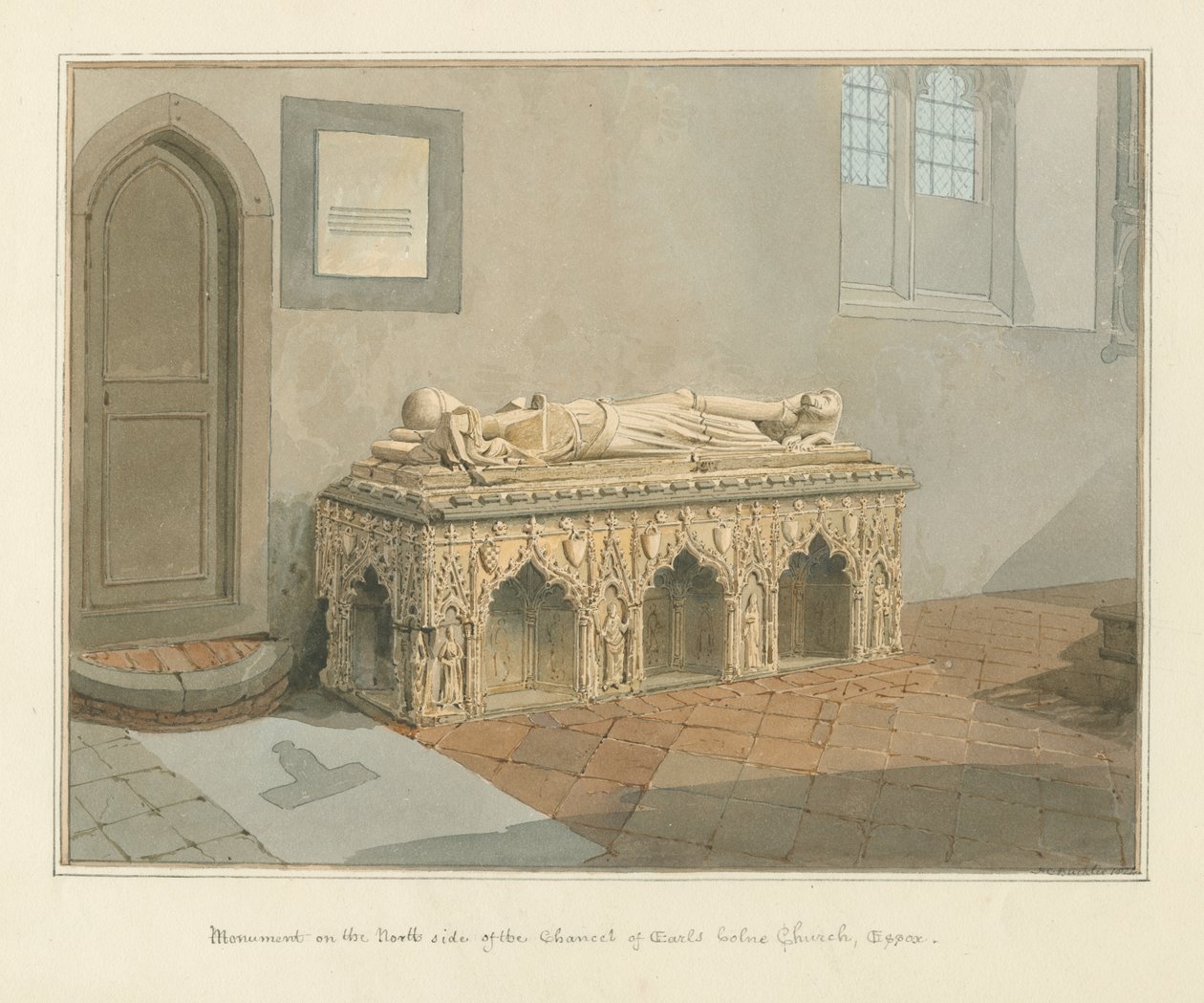 Essex – Earls Colne templom – emlékmű, 1824 alkotó: John Chessell Buckler