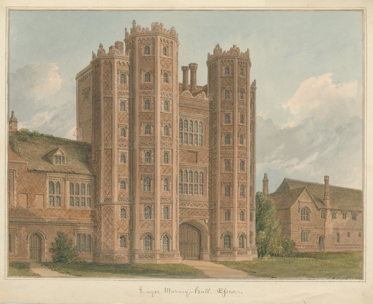 Essex – Layer Marney Hall, 1825 alkotó: John Chessell Buckler