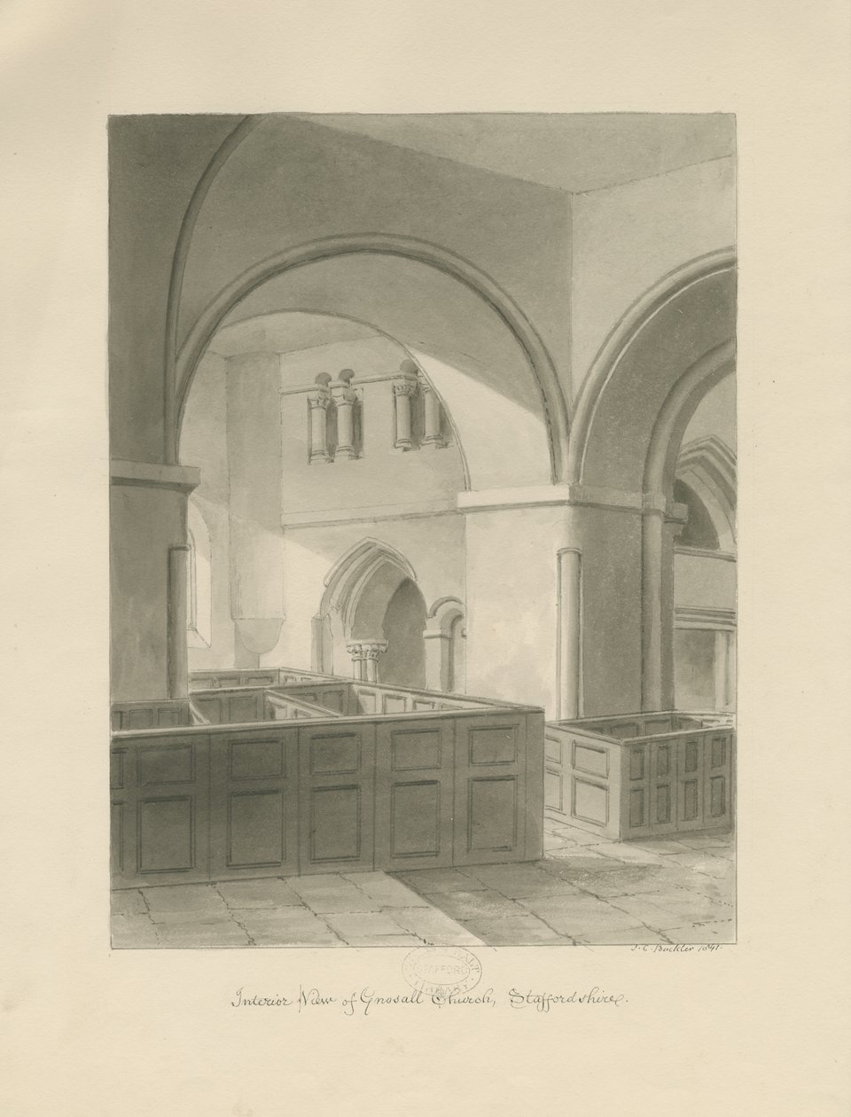 Forton - Aqualate Hall: metszet, nd [1653-1686] (nyomtatás) alkotó: John Chessell Buckler