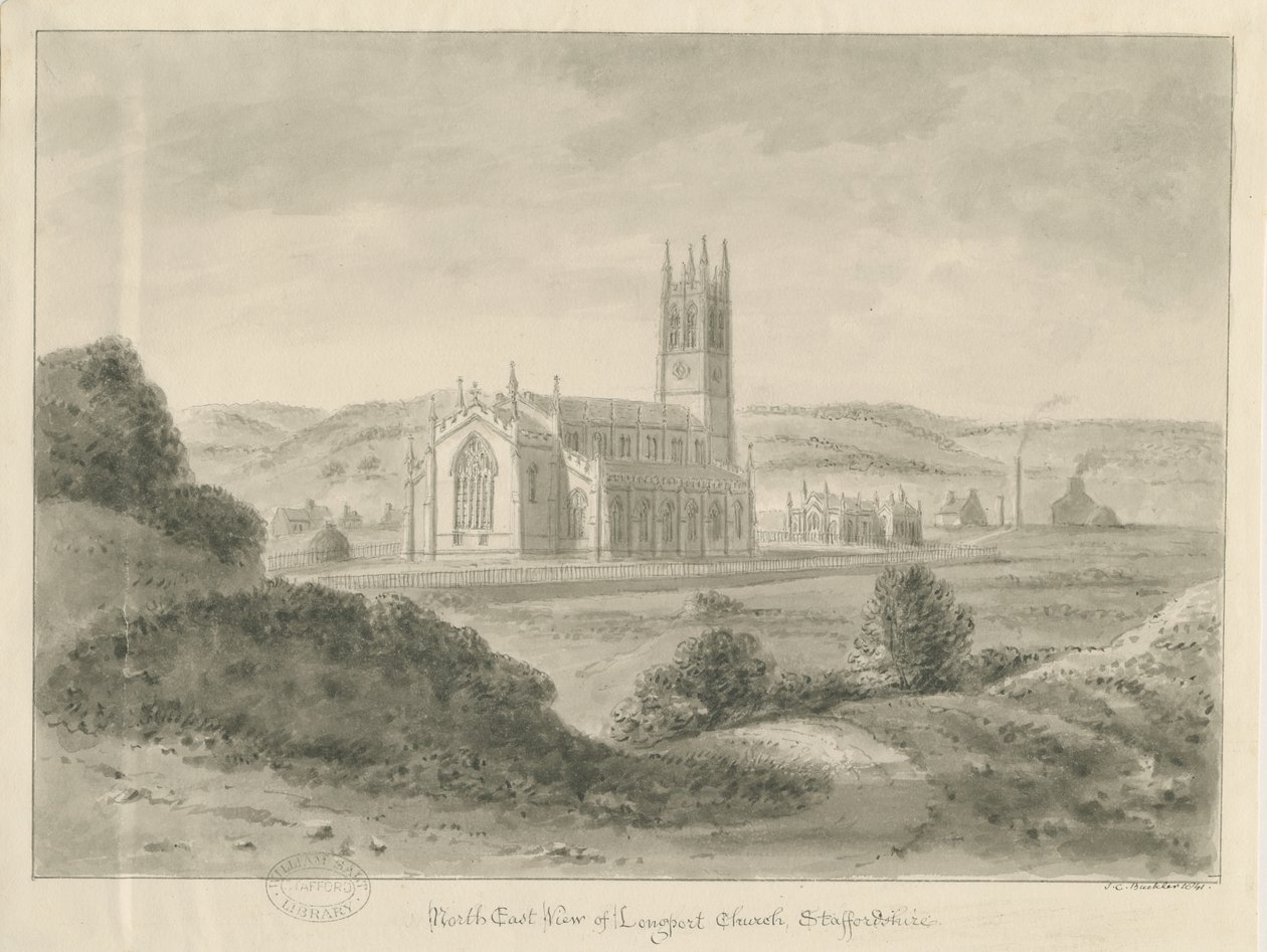 Longport templom – Szent Pál: szépia rajz, 1841 alkotó: John Chessell Buckler