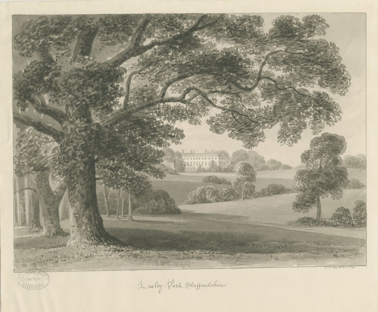 Loxley Park: szépia rajz, 1841 alkotó: John Chessell Buckler