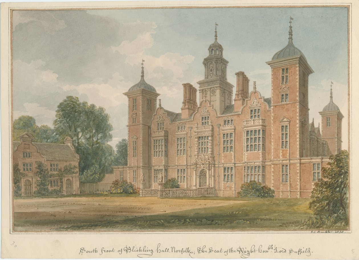 Norfolk – Blickling Hall, 1820 alkotó: John Chessell Buckler