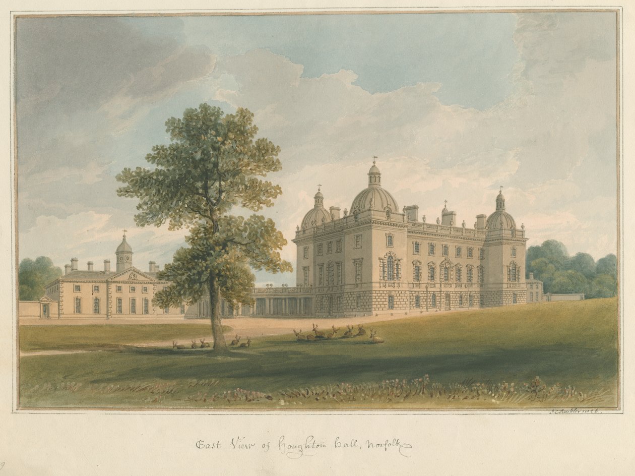 Norfolk – Houghton Hall, 1826 alkotó: John Chessell Buckler