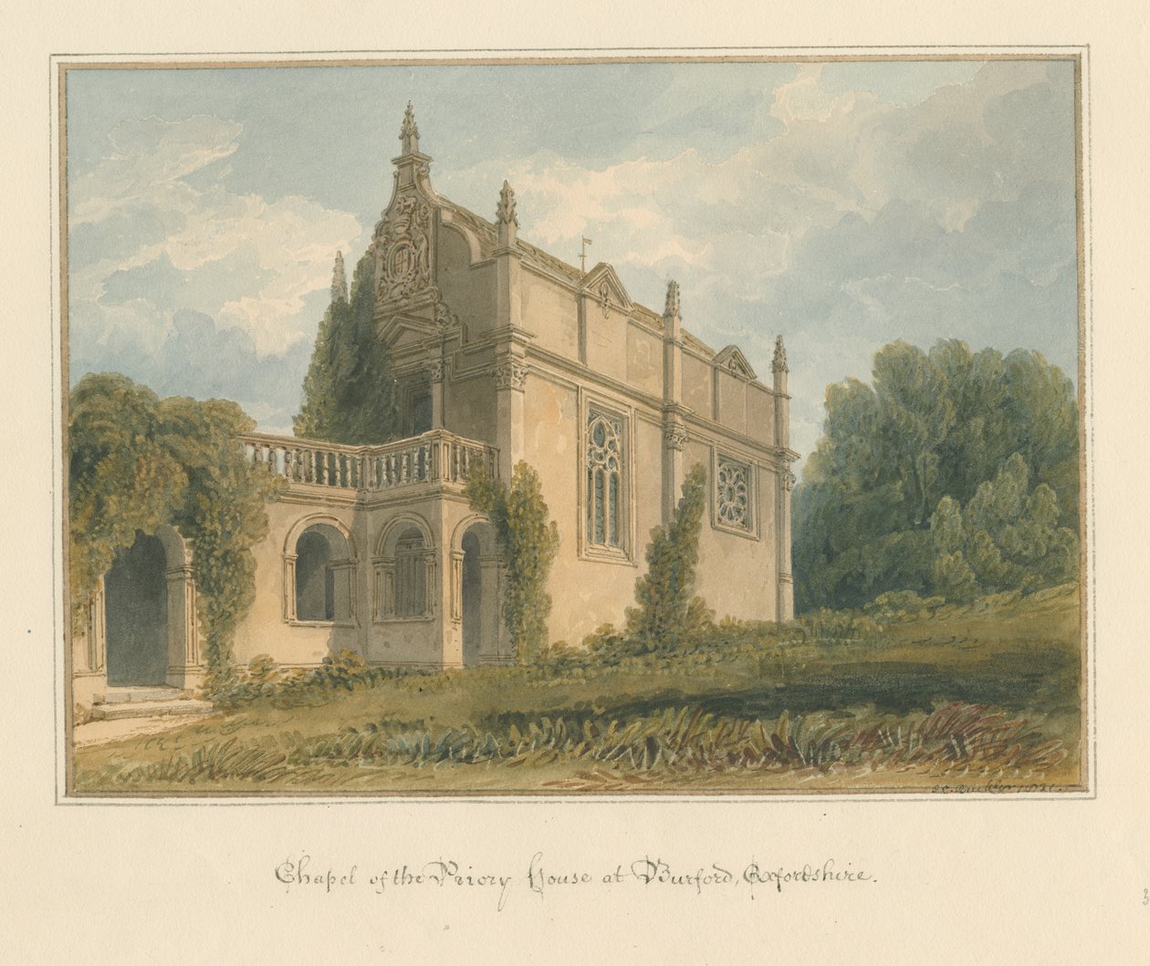 Oxfordshire - Burford - A Priory House kápolnája, 1821 alkotó: John Chessell Buckler