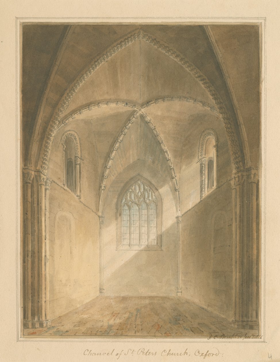 Oxfordshire – Oxford – A Szent Péter-templom belseje, 1811 alkotó: John Chessell Buckler