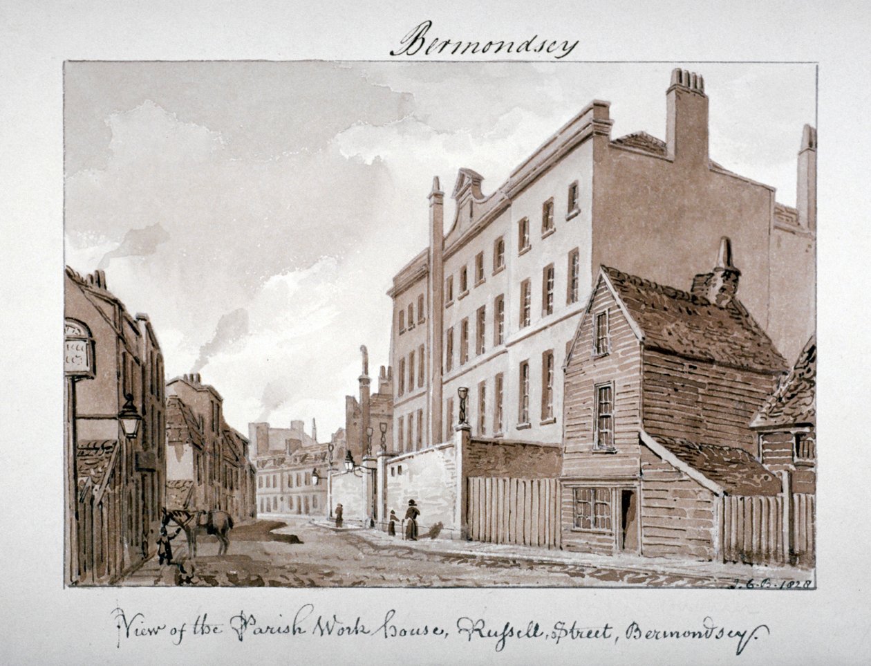 Parish Work House, Tanner Street, Bermondsey, London, 1828. alkotó: John Chessell Buckler
