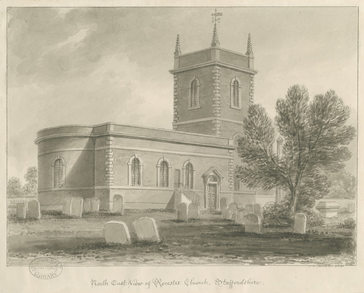 Rocester Church: szépia rajz, [1841] (rajz) alkotó: John Chessell Buckler