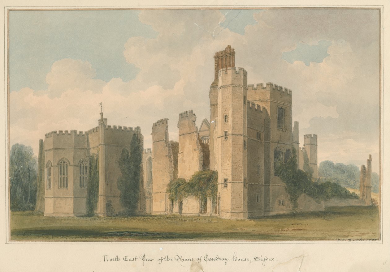 Sussex – Cowdray-ház, 1825 alkotó: John Chessell Buckler