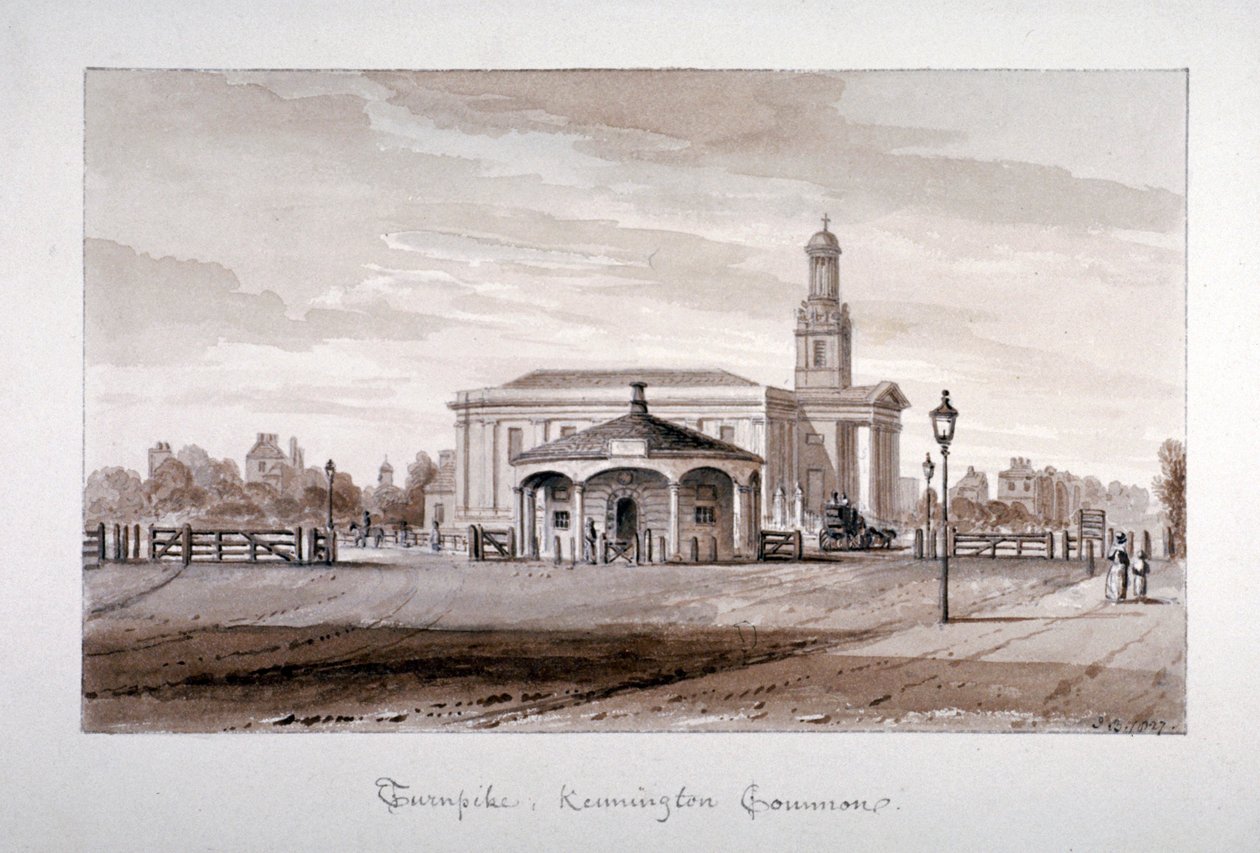 A Kennington Common, Lambeth, London, 1827. alkotó: John Chessell Buckler