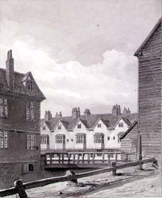 Kilátás a bolondságra a Dockheadben, Bermondseyben alkotó: John Chessell Buckler