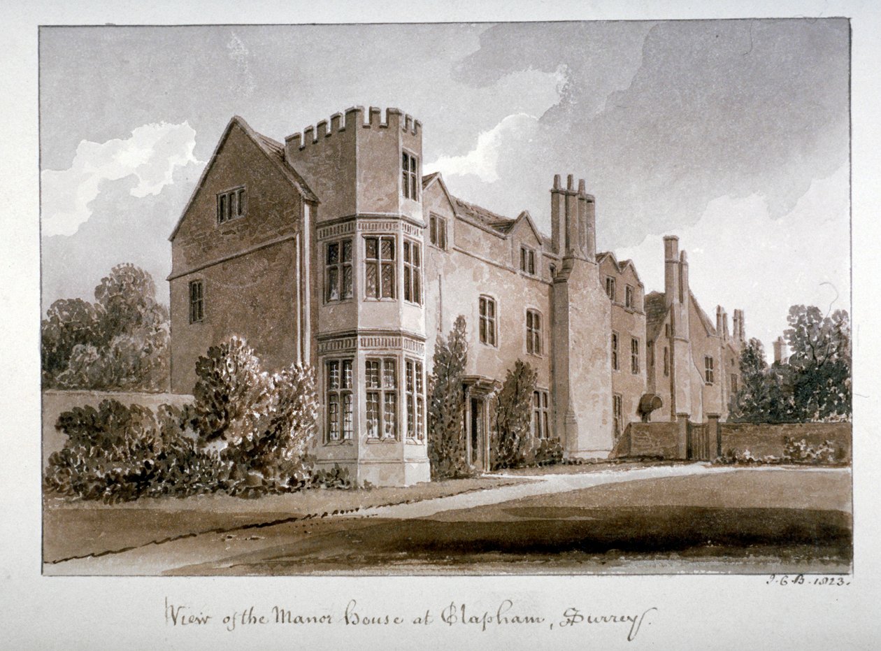 "Kilátás a kastélyra Claphamban, Surrey", 1823. alkotó: John Chessell Buckler