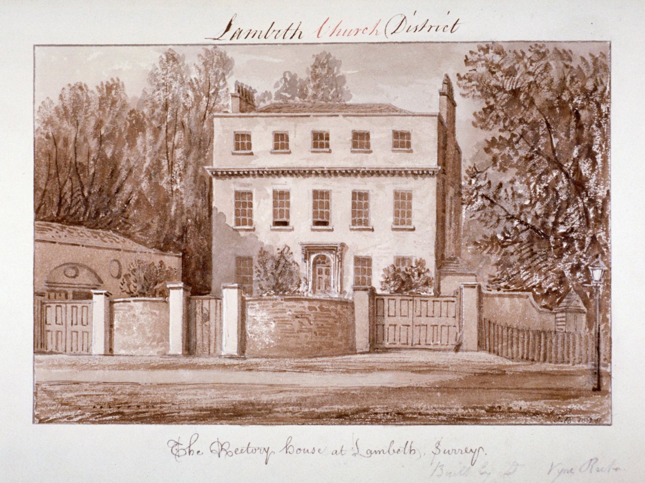 Kilátás a londoni Lambeth-i Szent Mária lelkészházra, 1828. alkotó: John Chessell Buckler