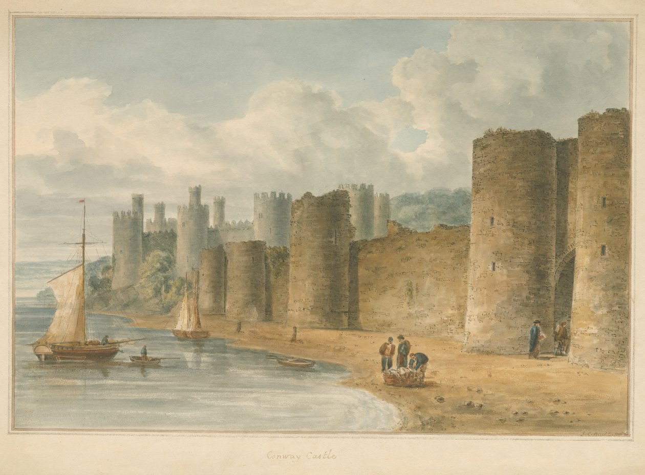 Wales – Carnarvonshire – Conway kastély, 1810 alkotó: John Chessell Buckler