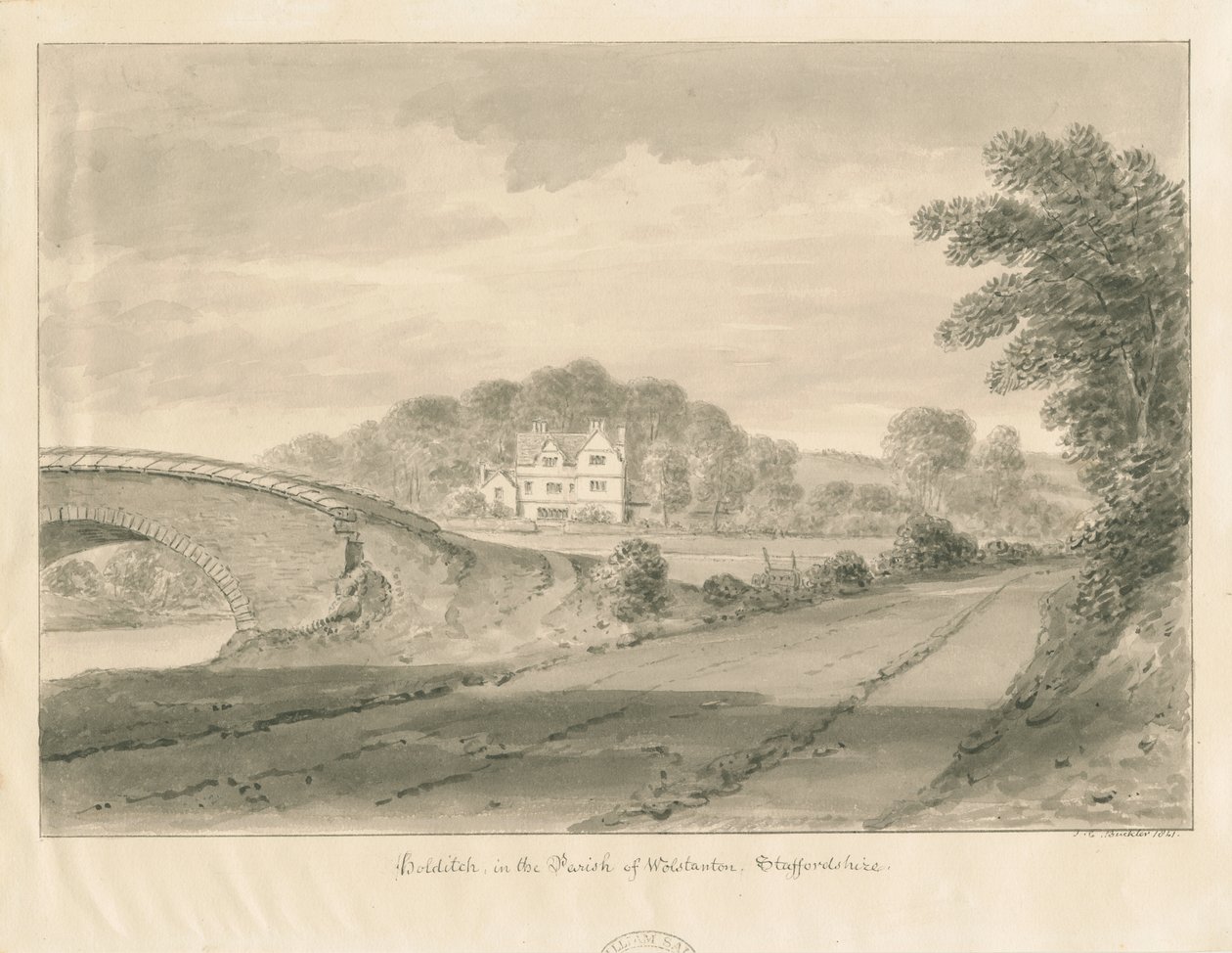 Wolstanton – „Holditch”: szépia rajz alkotó: John Chessell Buckler