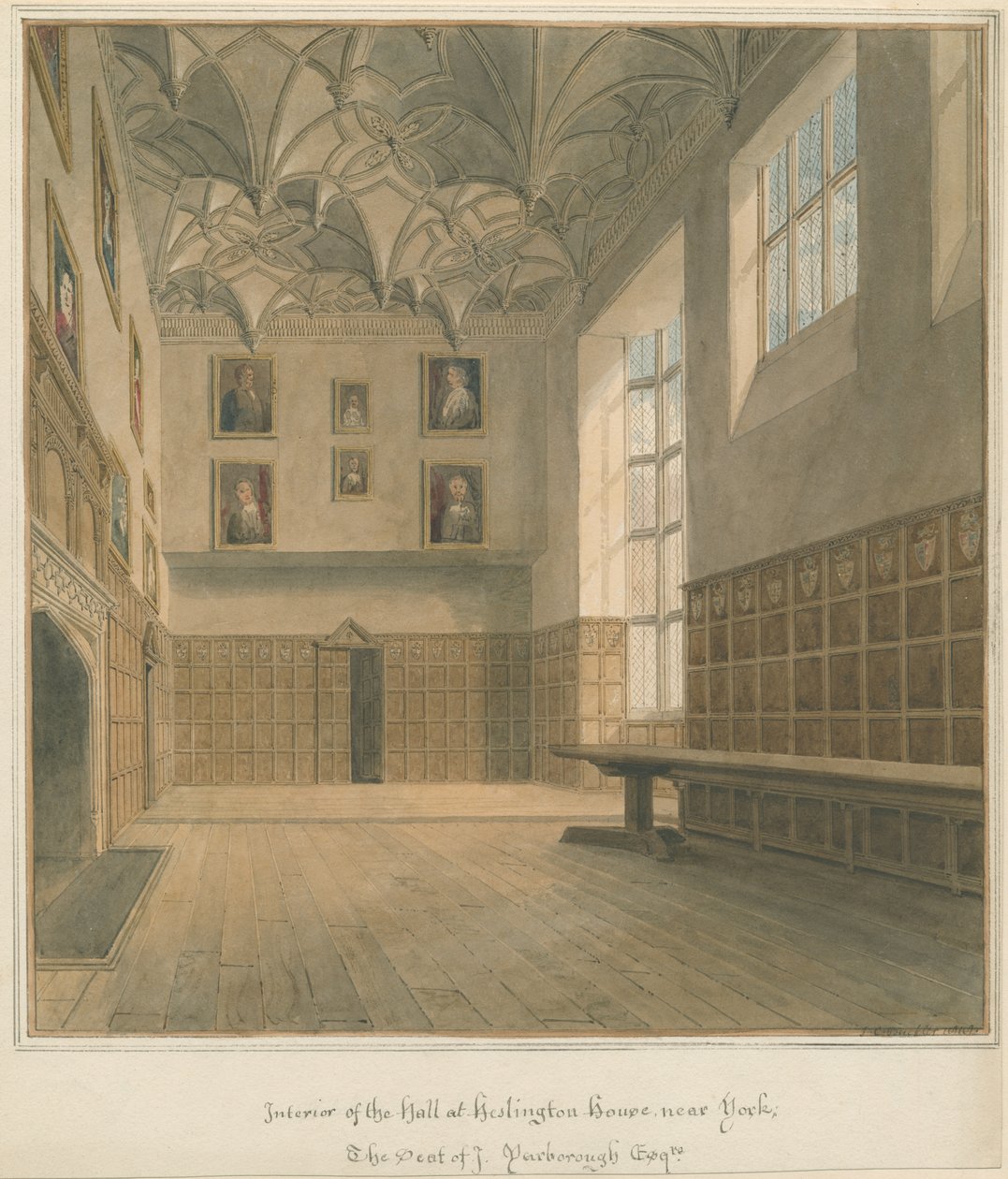 Yorkshire – York – Heslington House Interior, 1818 alkotó: John Chessell Buckler