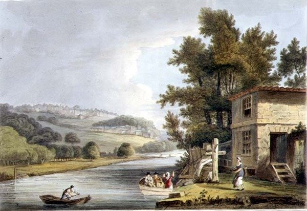 Régi komp, a "Bath Illustrated by a Series of Views"-ből, John Hill (1770-1850) kocsma metszetében. írta William Miller alkotó: John Claude (after) Nattes