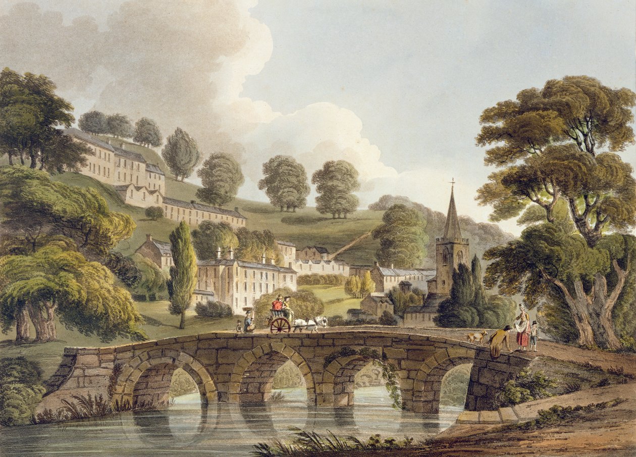 Bradford, a "Bath Illustrated by a Series of Views" című képből, metszette John Hill (1770-1850), kiadó: William Miller, 1805 (aquatinta). alkotó: John Claude Nattes