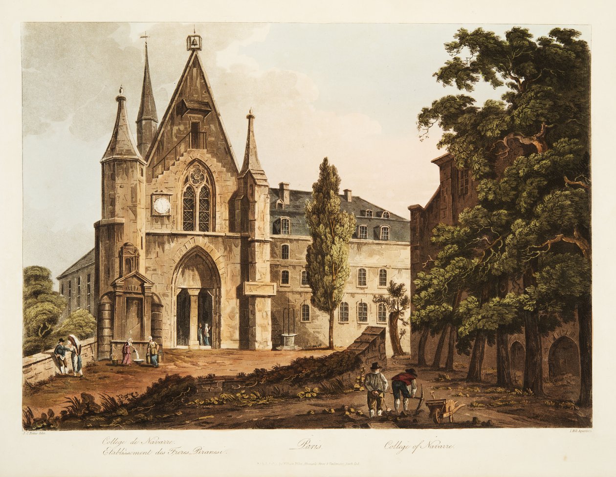 College of Navarre, illusztráció Versailles-ból, Párizsból és Saint Denisből, pub. 1806 (akvatinta) alkotó: John Claude Nattes