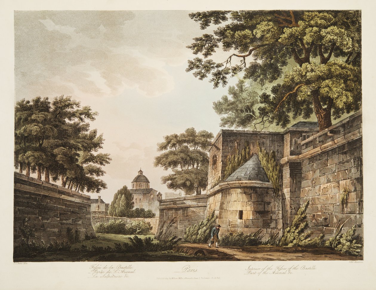 A Bastille Fosses-i belseje, az Arzenál része, illusztráció Versailles-ból, Párizsból és Saint Denis-ből, kocsma. 1809 (akvatinta) alkotó: John Claude Nattes