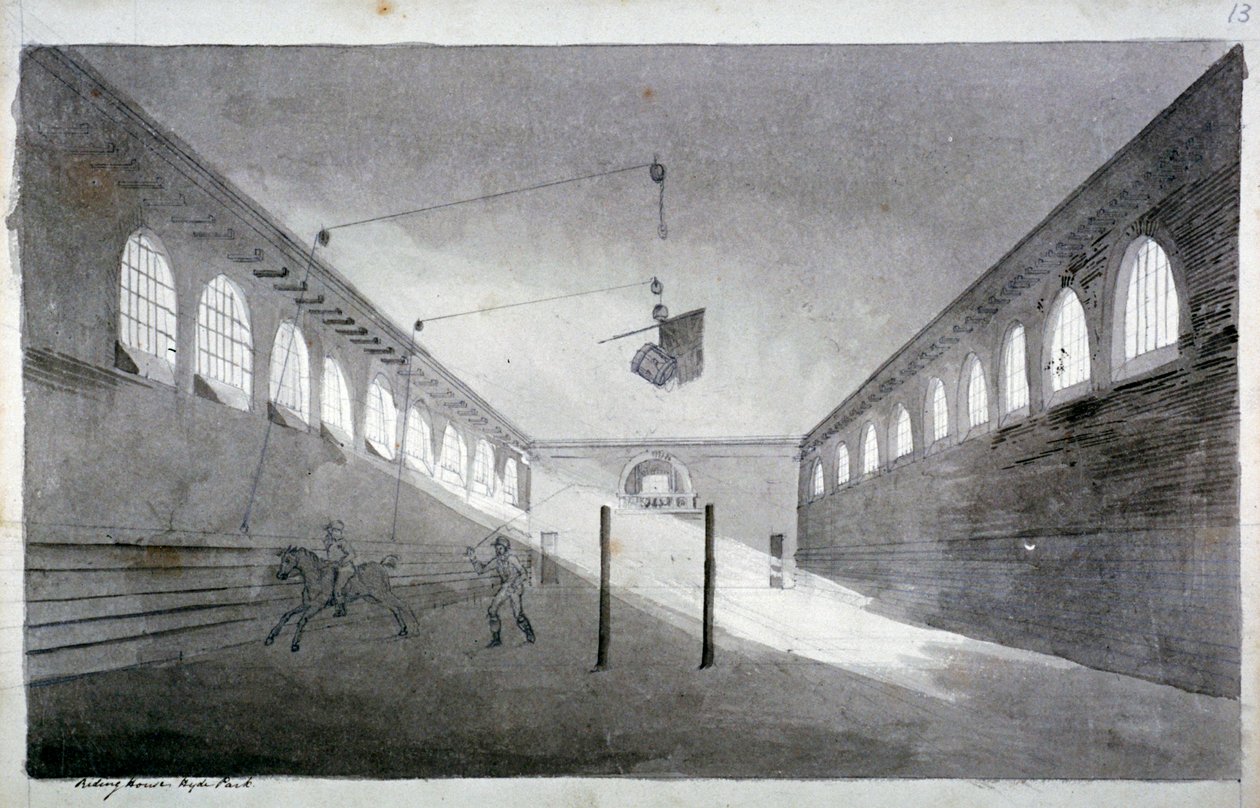 A lovasház belső képe, Hyde Park, London, c1811 alkotó: John Claude Nattes