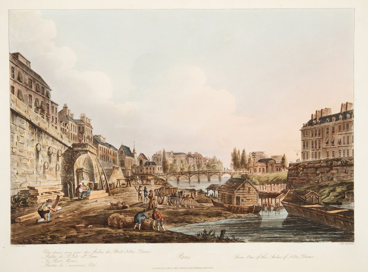 A Notre Dame egyik boltíve, illusztráció Versailles-ból, Párizs és Saint Denis, kocsma. 1809 (akvatinta) alkotó: John Claude Nattes