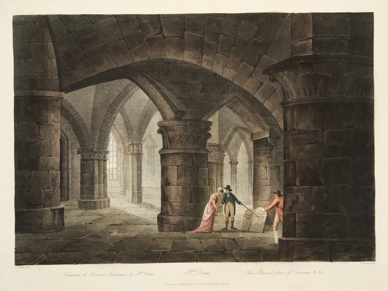 Turenne temetkezési helye, illusztráció Versailles-ból, Párizs és Saint Denis, kocsma. 1809 (akvatinta) alkotó: John Claude Nattes