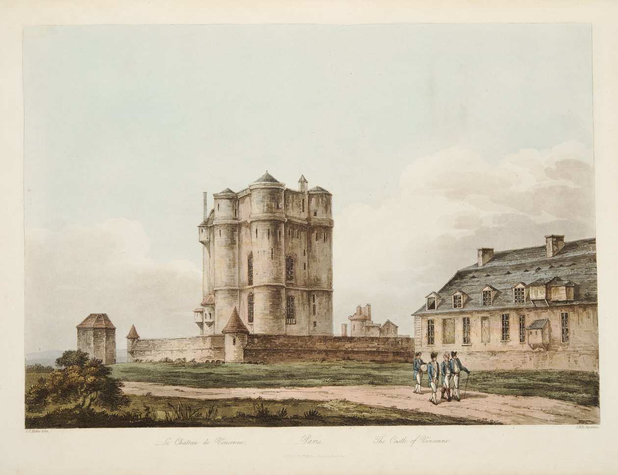 Vincenne kastélya, illusztráció Versailles-ból, Párizs és Saint Denis, kocsma. 1810 (akvatinta) alkotó: John Claude Nattes