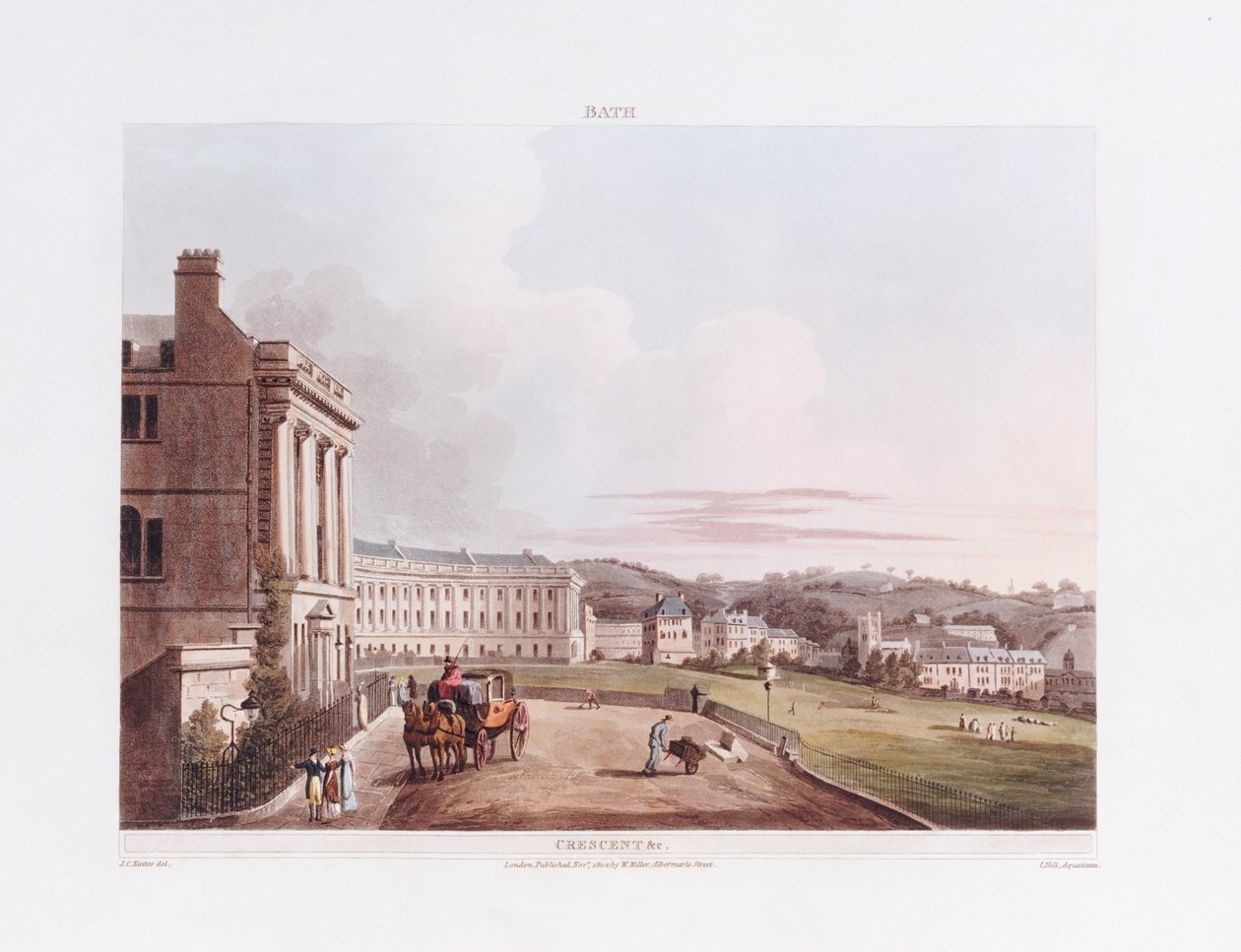 The Crescent, a "Bath Illustrated by a Series of Views"-ből, 1806 alkotó: John Claude Nattes