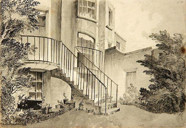 Egy Wilson úr tulajdonában lévő bayswateri ház látképe, 1808 körül (toll és tus, mosás, papír) alkotó: John Claude Nattes