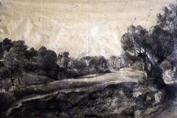 A Dell, 1805 körüli (fekete kréta, fényes papíron) alkotó: John Constable