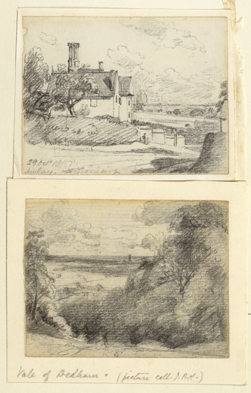 A Manor House, 1815, és Dedham a Gun Hill közeléből, Langham, 1815 körül alkotó: John Constable