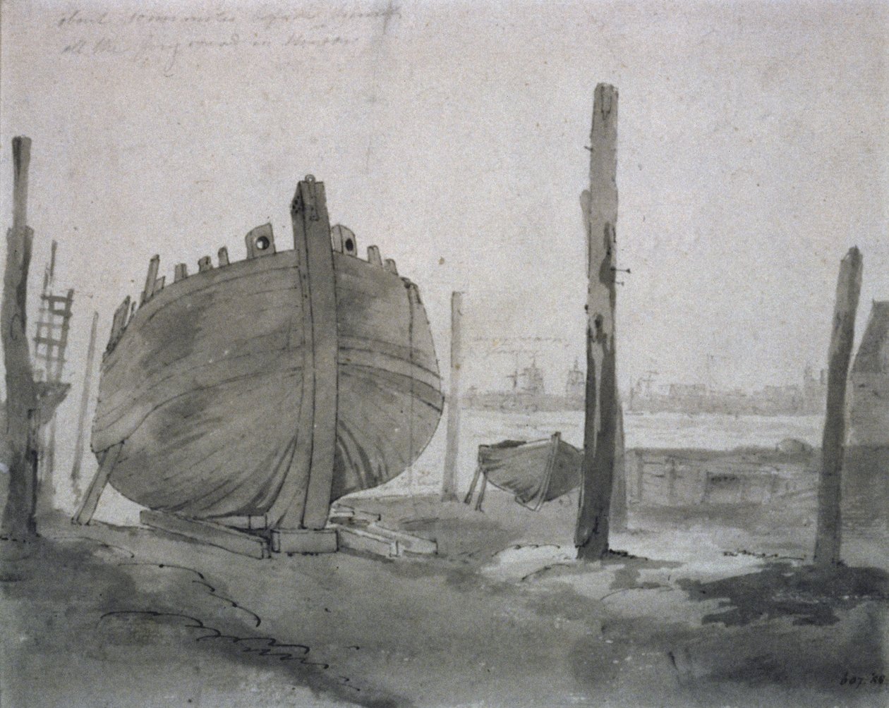 Folyói jelenet hajóval naplementekor alkotó: John Constable