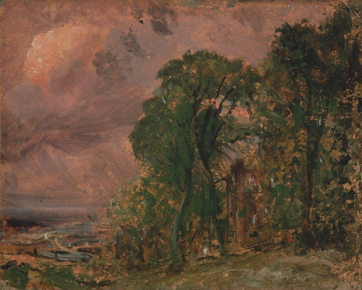 Hampstead-i kilátás viharos időben alkotó: John Constable