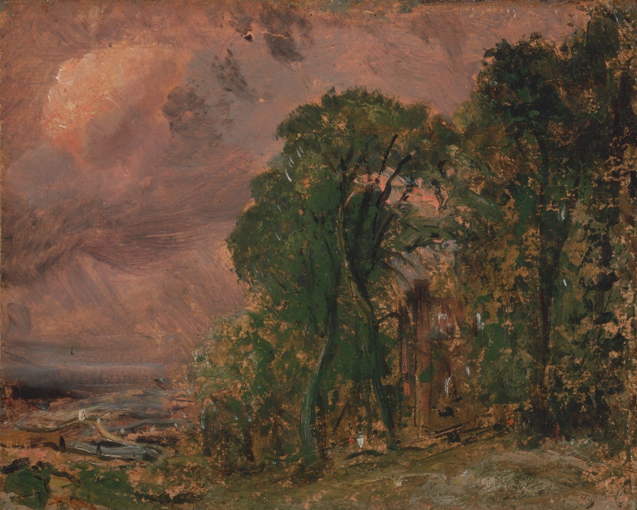 Kilátás Hampsteadben, viharos időjárással, kb. 1830. alkotó: John Constable