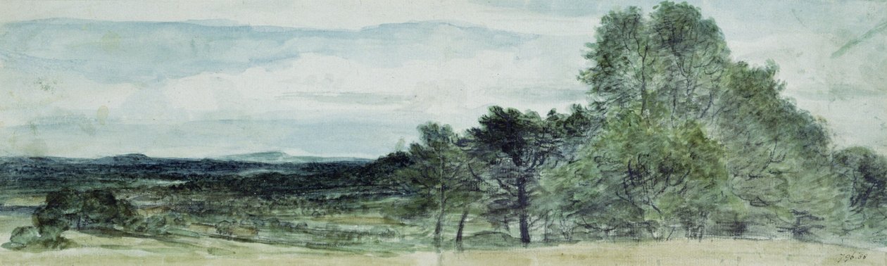 Kilátás Hursleyben, Hampshire, 1804 (fekete kréta és akvarell) alkotó: John Constable