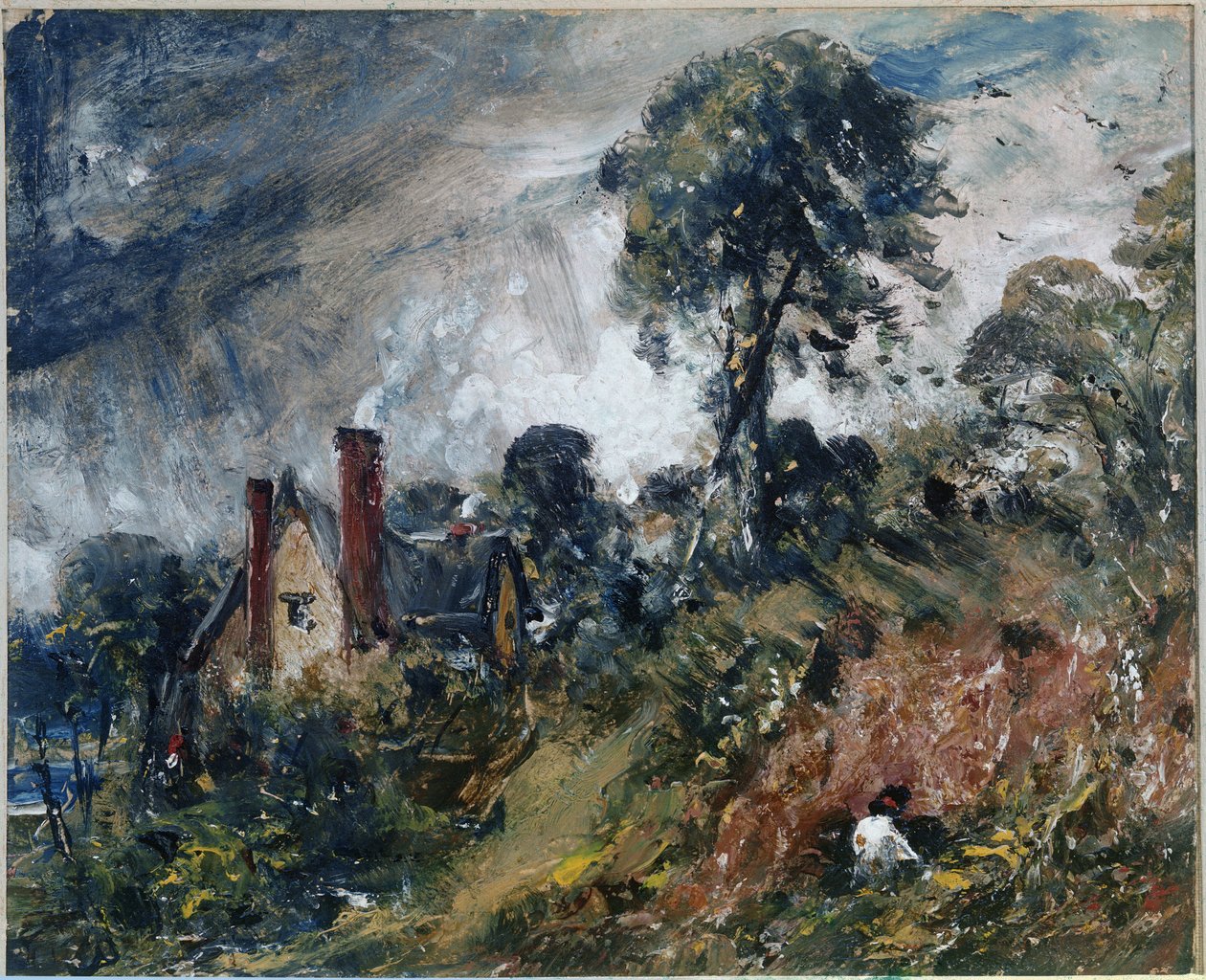 Ház a fák között, homokpadlóval (olaj, vászon alkotó: John Constable