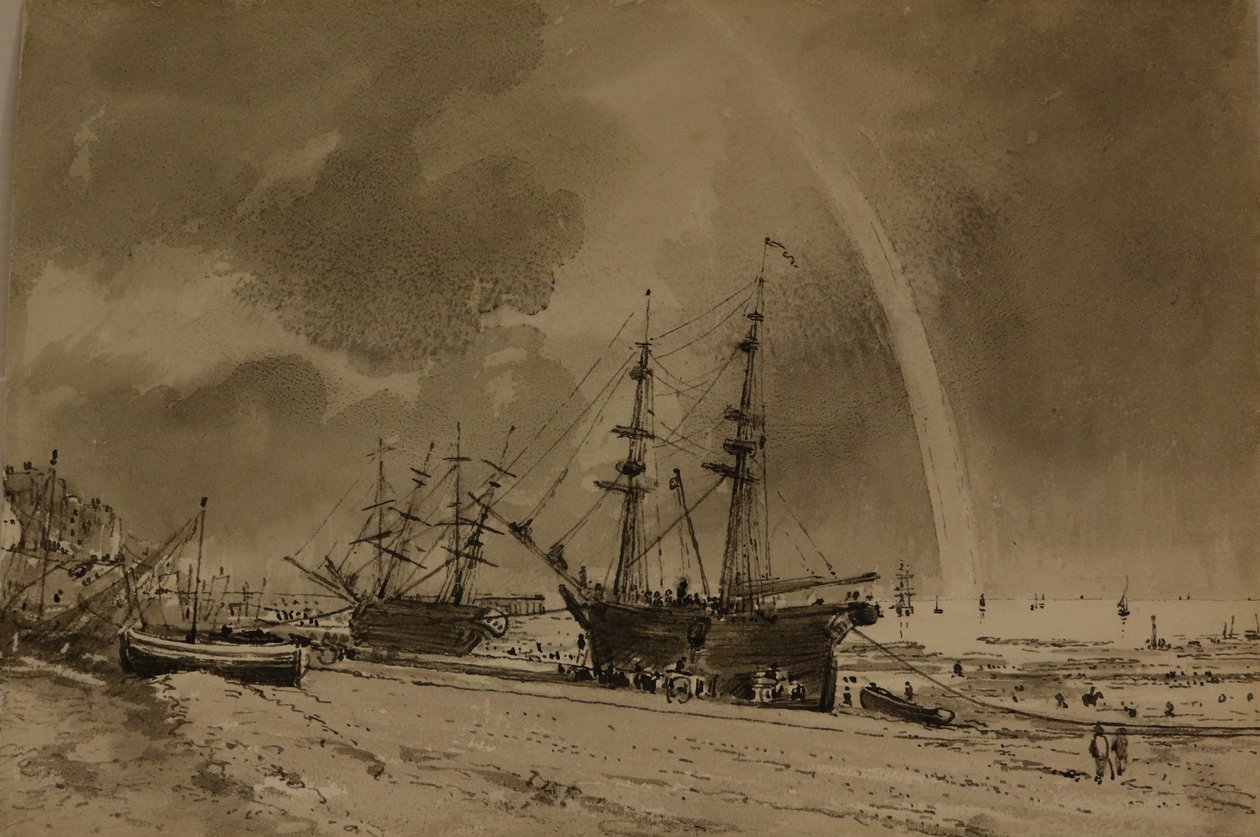 Brighton Beach egy szivárvánnyal: 1792 körül (akvarell, papír). alkotó: John Constable