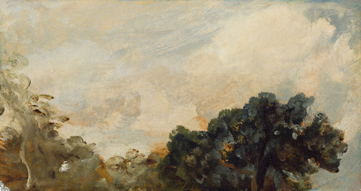 Felhőtanulmány fákkal, 1821 (olaj, papír a fedélzeten) alkotó: John Constable