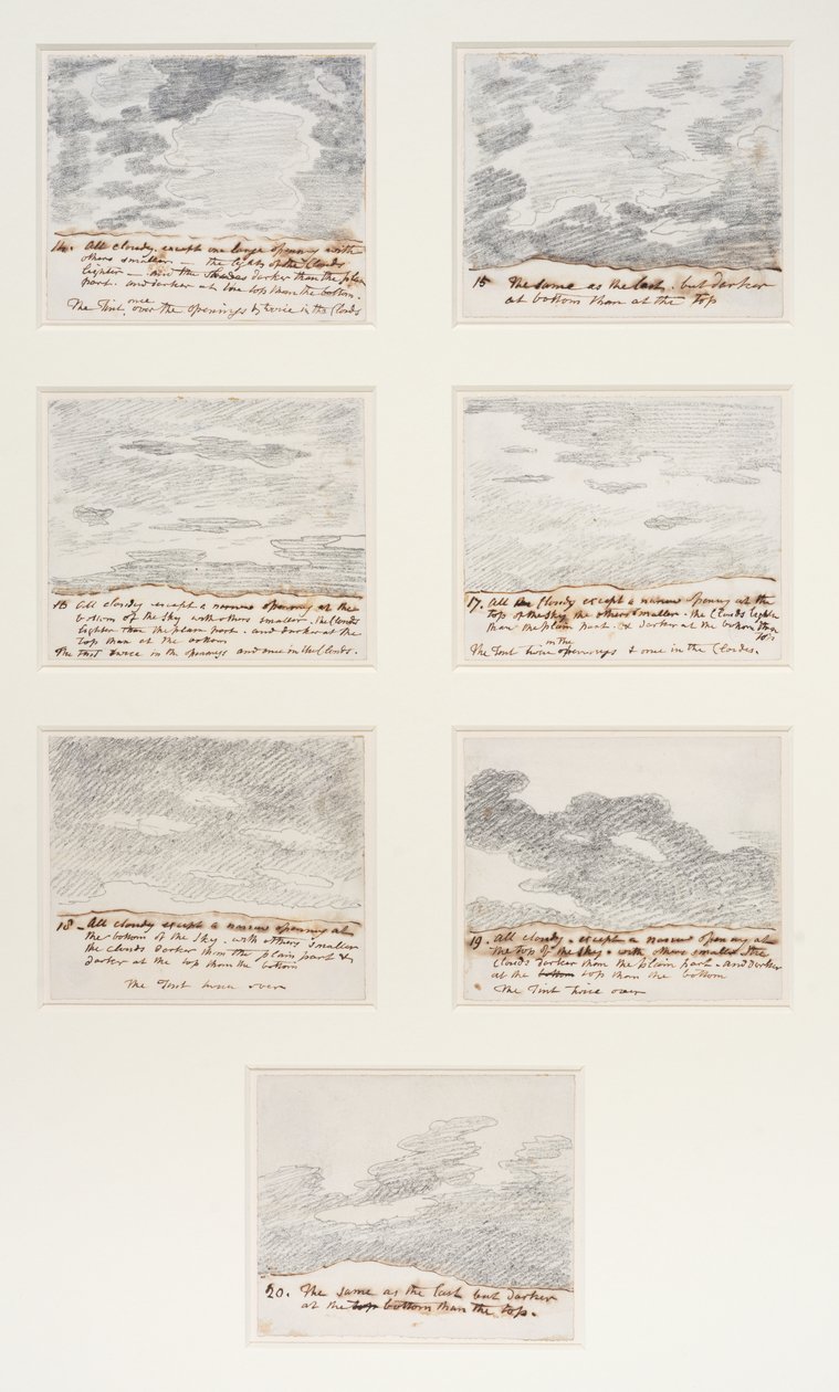 Felhő tanulmányok (Alexander Cozens "Engravings of Skies" című műve után), 1822-23 körül (grafit, papír) alkotó: John Constable