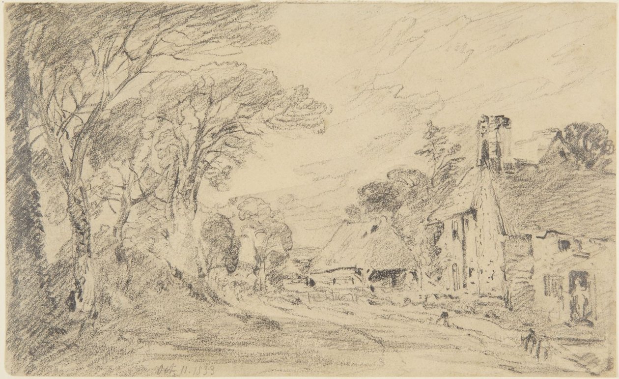 Vidéki ház és fák alkotó: John Constable