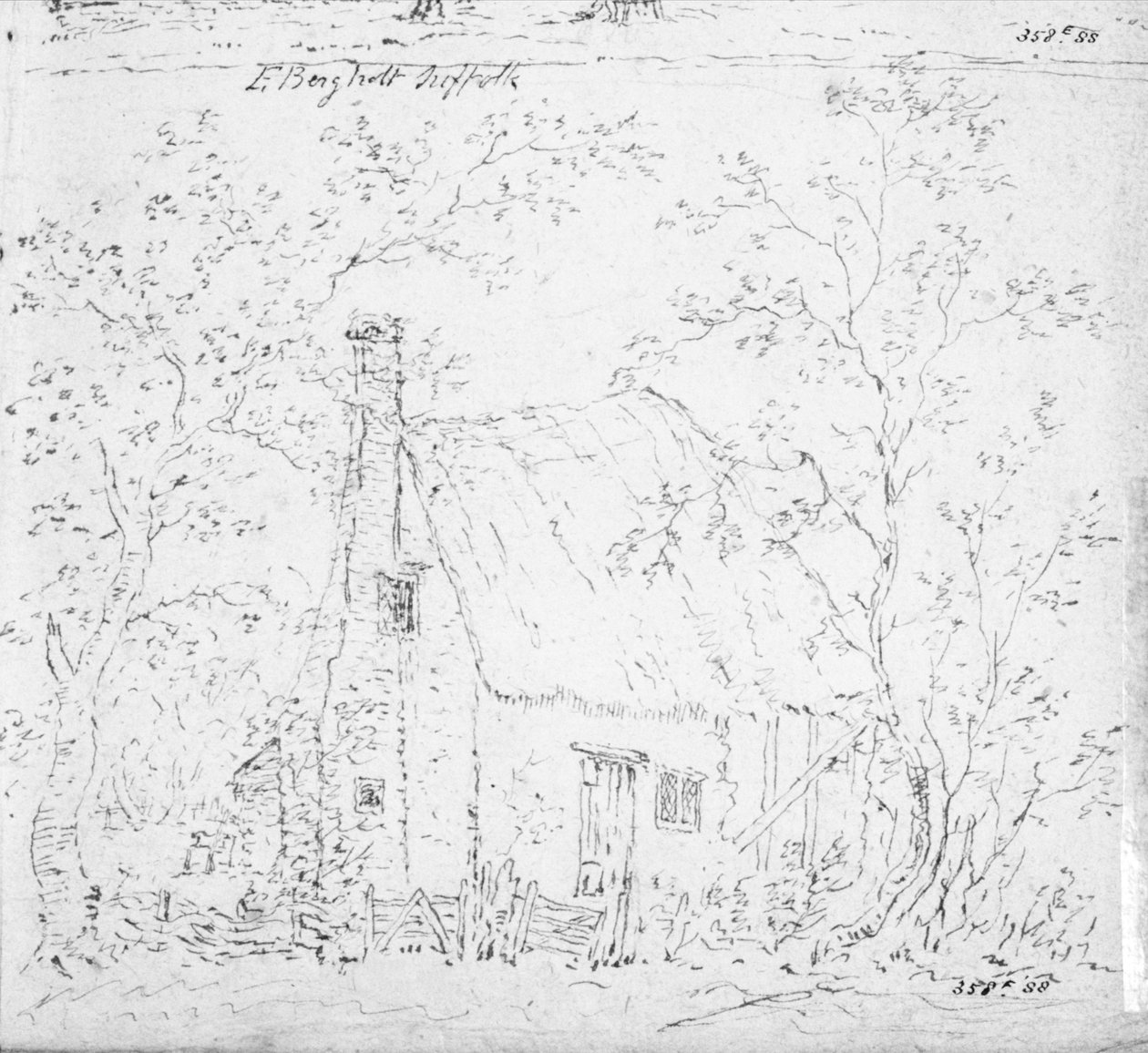 Víkendház East Bergholtban (rajz) alkotó: John Constable