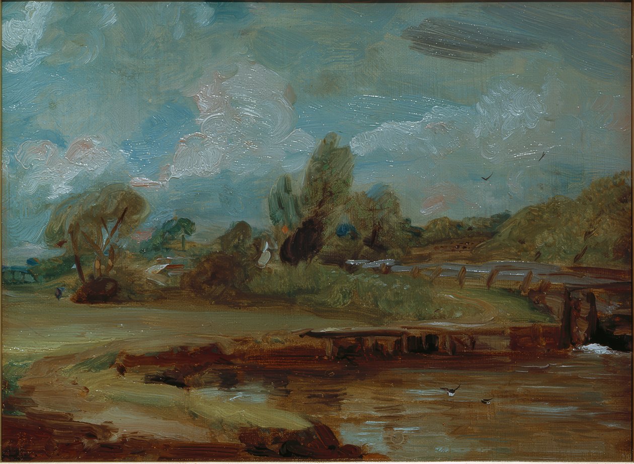 Flatford zsilip a folyó melletti ösvényről alkotó: John Constable